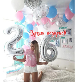 Композиция с гелиевыми шарами (любые цифры) №220 - фото