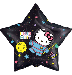 Шар (22''/56 см) Звезда, Hello Kitty, Космонавт, Черный, 1 шт. в уп. - фото